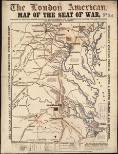 Map of the seat of war, positions of the rebel forces, batteries, entrenchments, and encampments in Virginia-the fortifications for the protection of Richmond