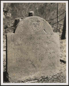 Gravestone of John Eldredge, Small Pox Cemetery near Follins Pond
