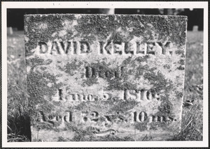 Tombstone of David Kelly (1743 - 1816) in Quaker Cemetery, South Yarmouth, Mass.