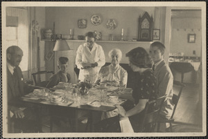 Maria Bray (4th from left), Thomas C. Thacher (man on left)