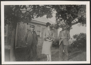 William and Charles Bray with Ruth (Mrs. Leslie) Pfeiffer at Bray Farm