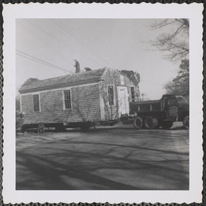 Kelley Chapel being moved before big snowstorm, March 1960