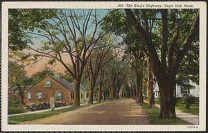 View of Old King's Highway lined with elm trees and houses