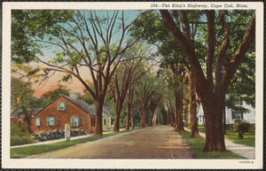 View of Old King's Highway lined with elm trees and houses