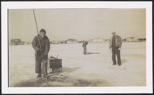 Quahoging through the ice of Lewis Bay, West Yarmouth, Mass. 1940