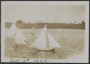 Model sailboat races on Mill Pond, West Yarmouth, Mass.