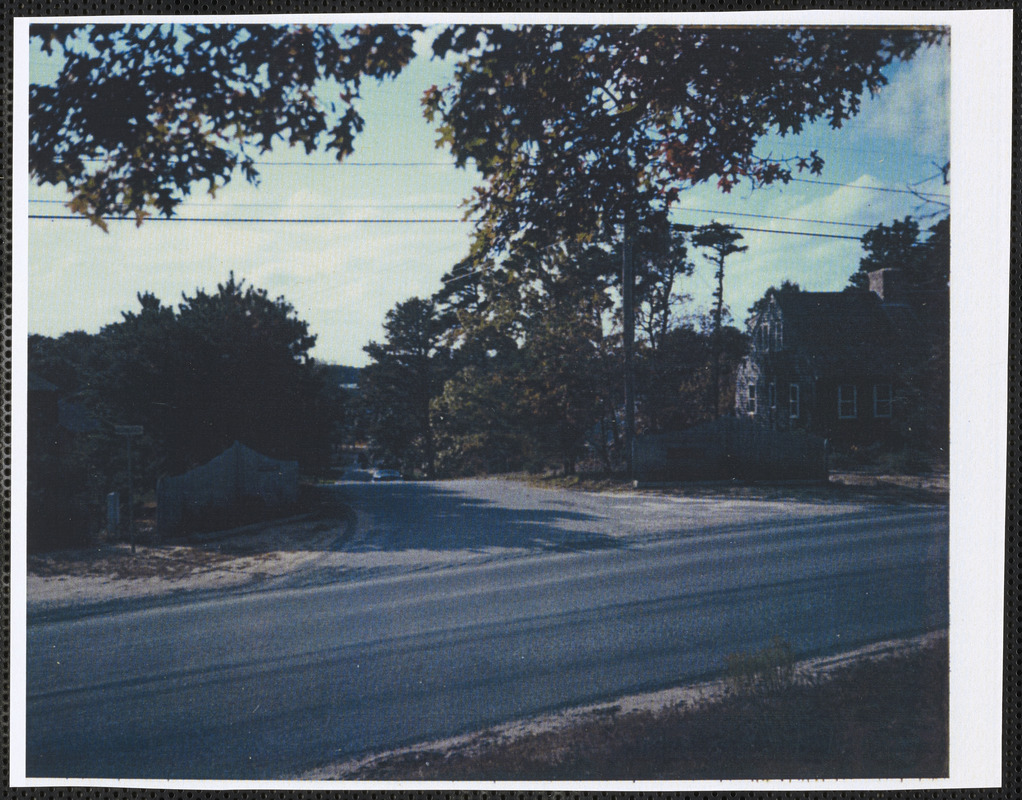 Follins Bay Rd. and Mayfair, Dennis, Mass. in foreground, photo taken from site of first Friends Meetinghouse looking west toward Bass River