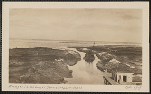 Dredger in channel, end of Wharf Lane, Yarmouth Port, Mass.