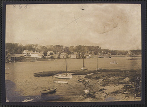 Waterfront south of the Bass River Bridge, showing South Yarmouth, Mass. shoreline