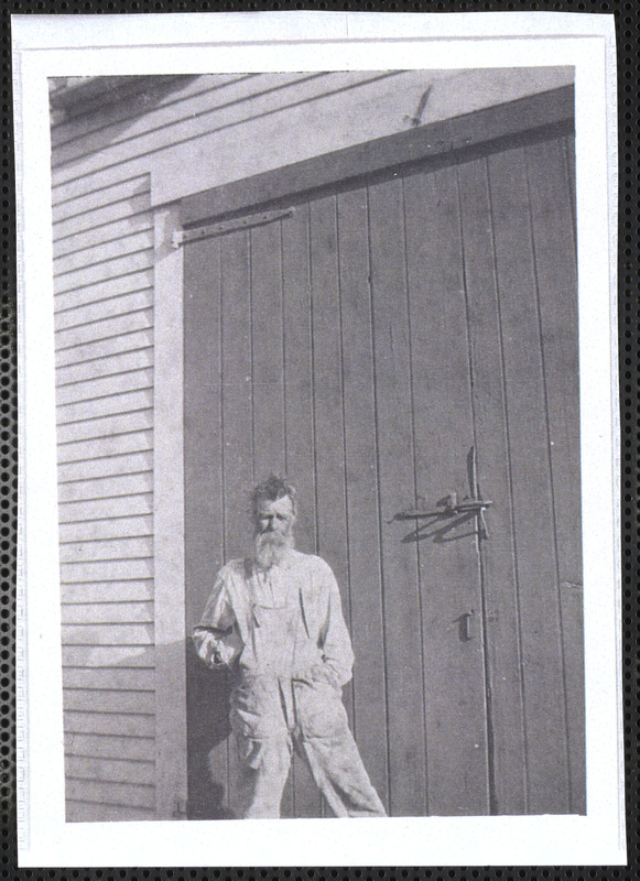 Waterman Francis Baker (1833-1921) in front of a barn door
