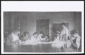 1910 sewing class at Yarmouth school house, Yarmouthport, Mass.