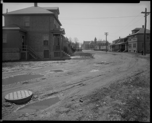 Wheeler St. view looking southerly from street at bend, April 14, 1936