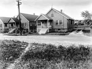 #80 and #86 Hadley St. view looking NEly from street, July 18, 1936