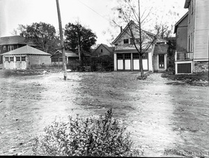 Garage and rear of house at SE corner of Mt. Vernon and Marshall Sts. looking Sly from Marshall St., Nov. 1, 1935
