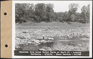 Panorama from below Outlet Works at Shaft #1, looking northerly, Wachusett Reservoir, West Boylston, Mass., Sep. 15, 1941