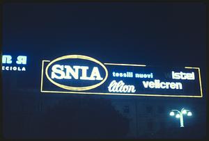 Neon SNIA sign, likely Rome
