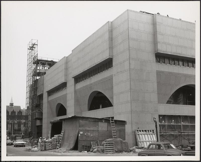 Construction of Boylston Building, Boston Public Library, Exeter Street