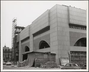 Construction of Boylston Building, Boston Public Library, Exeter Street façade