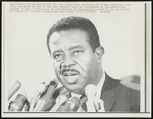 The Rev. Ralph David Abernathy, at a news conference here 7/16, announces the end of the Poor People's March on Washington. He said, however, he planned to lead "delegation of well-trained and disciplined people" to the Republican and Democratic National convention next month.