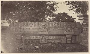 Part of sculptured doorway of ruined temple found at the village of Pali, India
