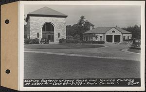 Contract No. 64, Service Buildings at Shafts 1 and 8, Quabbin Aqueduct, West Boylston and Barre, looking easterly at head house and service building at Shaft 1, Boylston, Mass., Sep. 5, 1939