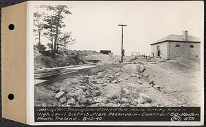 Contract No. 80, High Level Distribution Reservoir, Weston, looking west showing general view of gatehouse parking area, high level distribution reservoir, Weston, Mass., Aug. 12, 1940