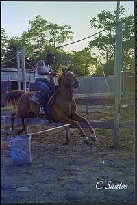 Charles Jackson jumping his horse Trigger