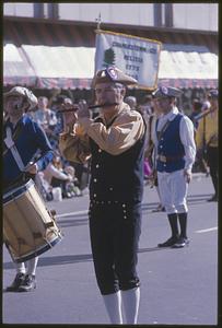 Fife player in parade, Tremont Street, Boston