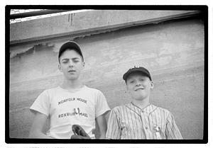 Two boys with baseball gloves