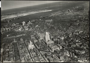 Aerial panoramic view of Boston (Back Bay, downtown, East & South Boston)