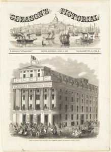 View of Gleason's new publishing hall, corner of Tremont and Bromfield Streets, Boston