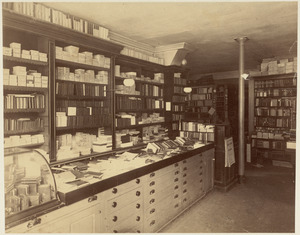 Interior view of shelves at the Old Corner Book Store