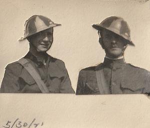 Albert T. Chase and Arthur S. Graham in WWI uniform, West Yarmouth, Mass.