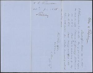 E. G. Rawson to Ebenezer Bradbury, 9 April 1855