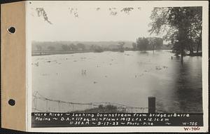 Ware River, looking downstream from bridge at Barre Plains, drainage area = 117 square miles, flow = 1413 cubic feet per second = 12.1 cubic feet per second per square mile, Barre, Mass., 11:35 AM, Sep. 17, 1933