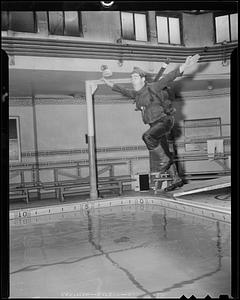 Soldier jumping into McCurdy Natatorium (1942)