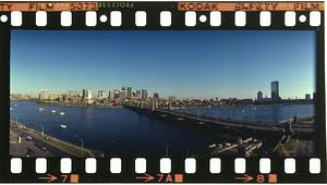 Red Line train crosses Longfellow Bridge, Boston