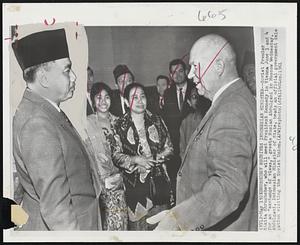 Khrushchev receives Indonesian minister--Soviet Premier Nikita Khrushchev, who will meet President Kennedy in Vienna June 3 and 4 for an "exchange of views," greets Ruslan Abdulgani in Moscow Wednesday. Abdulgani, Indonesian Minister of State, heads an official government delegation visiting the Soviet Union.