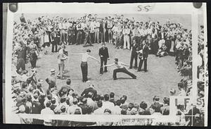The Heidelburg Influence seemed to have reached Los Angeles Junior College, recently, when Bob Cousineaui and Harold Bauer crossed epees in an argument over places on the varsity fencing team. Cousineau drew blood and students called it a genuine duel. College authorities, under fire of critics, denied it.