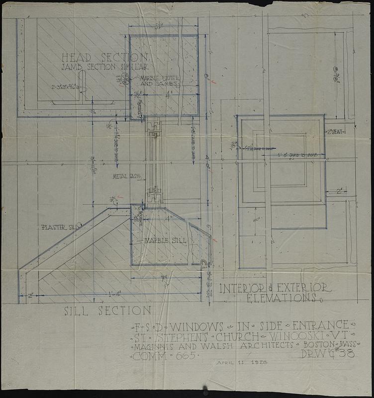 Full-scale drawing of windows in side entrance