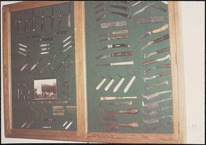 Burkinshaw Knife Collection, from Peter Uhlendorf, on display at Lawrence Library