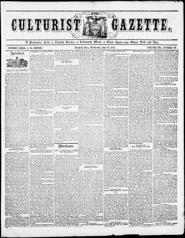 Culturist and Gazette. June 27, 1855 - Digital Commonwealth