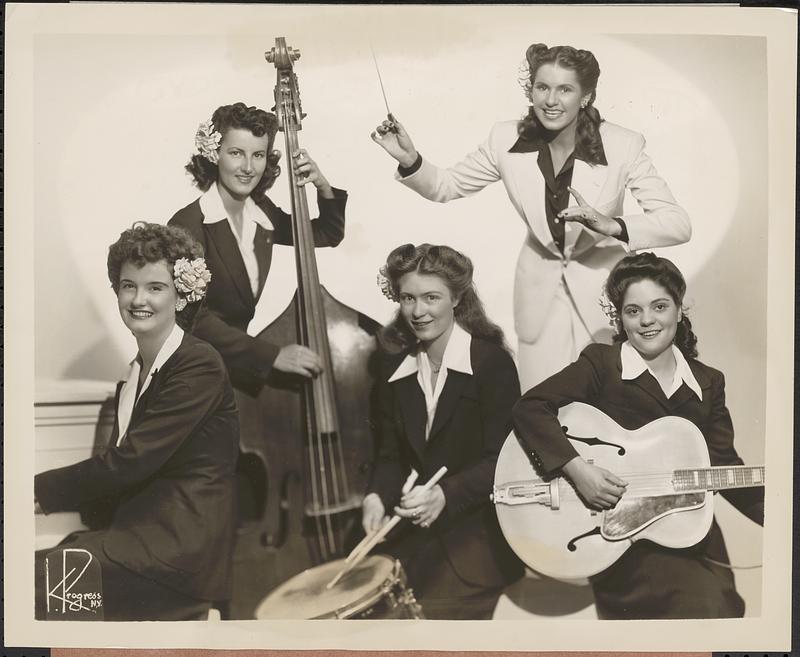 Joy Cayler and a section of her All-Star Girl Orchestra