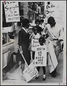 Teech us to reed and rite, school segregation protest in Boston