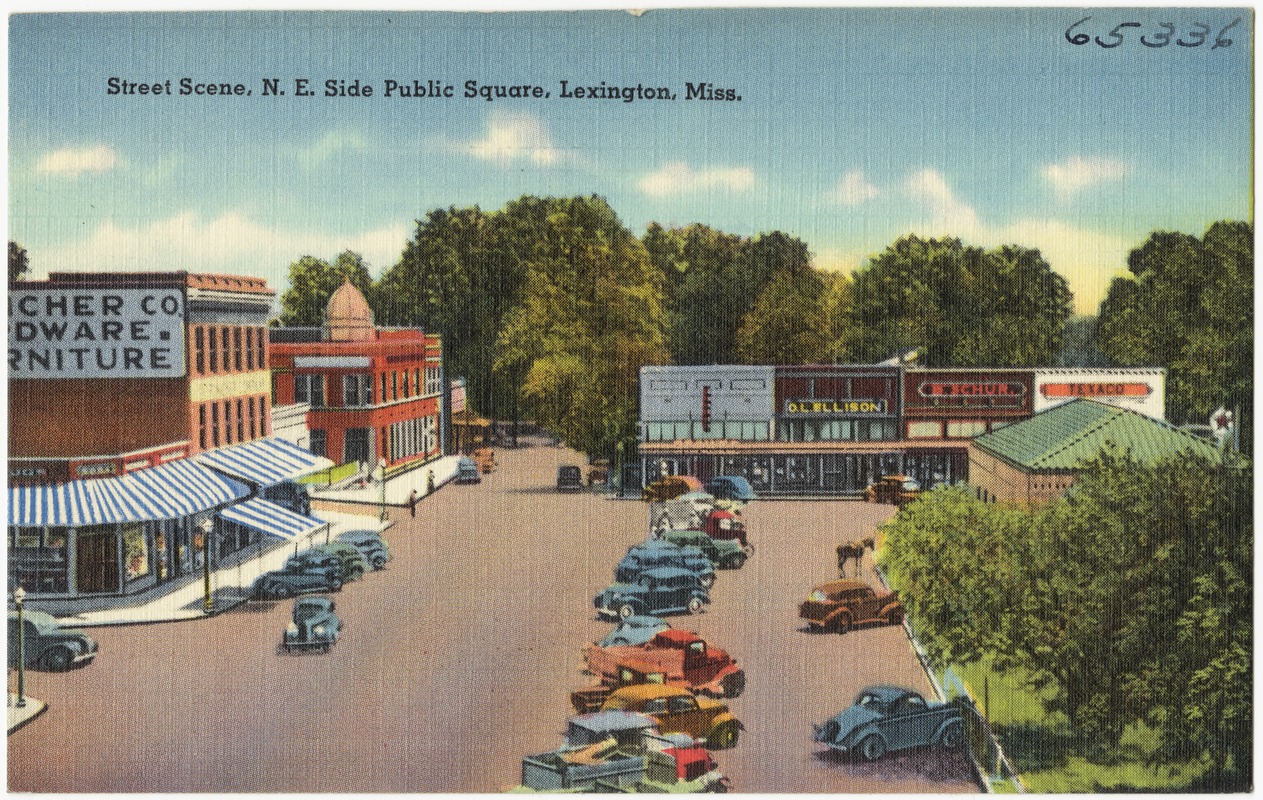 Street scene, N. E. Side public square, Lexington, Miss. Digital Commonwealth