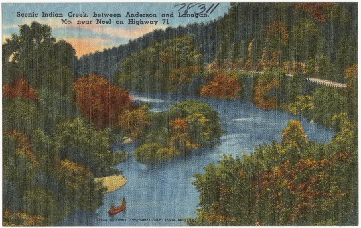Scenic Indian Creek, between Anderson and Lanagan, Mo. near Noel on