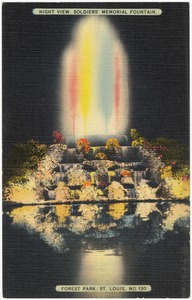 Night view, Soldiers' Memorial Fountain, Forest Park, St. Louis, Mo.