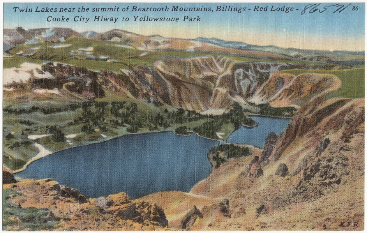 Twin Lakes near the summit of Beartooth Mountains, Billings - Red Lodge - Cooke City Hiway to Yellowstone Park