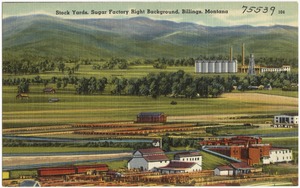Stock yards, sugar factory right background, Billings, Montana