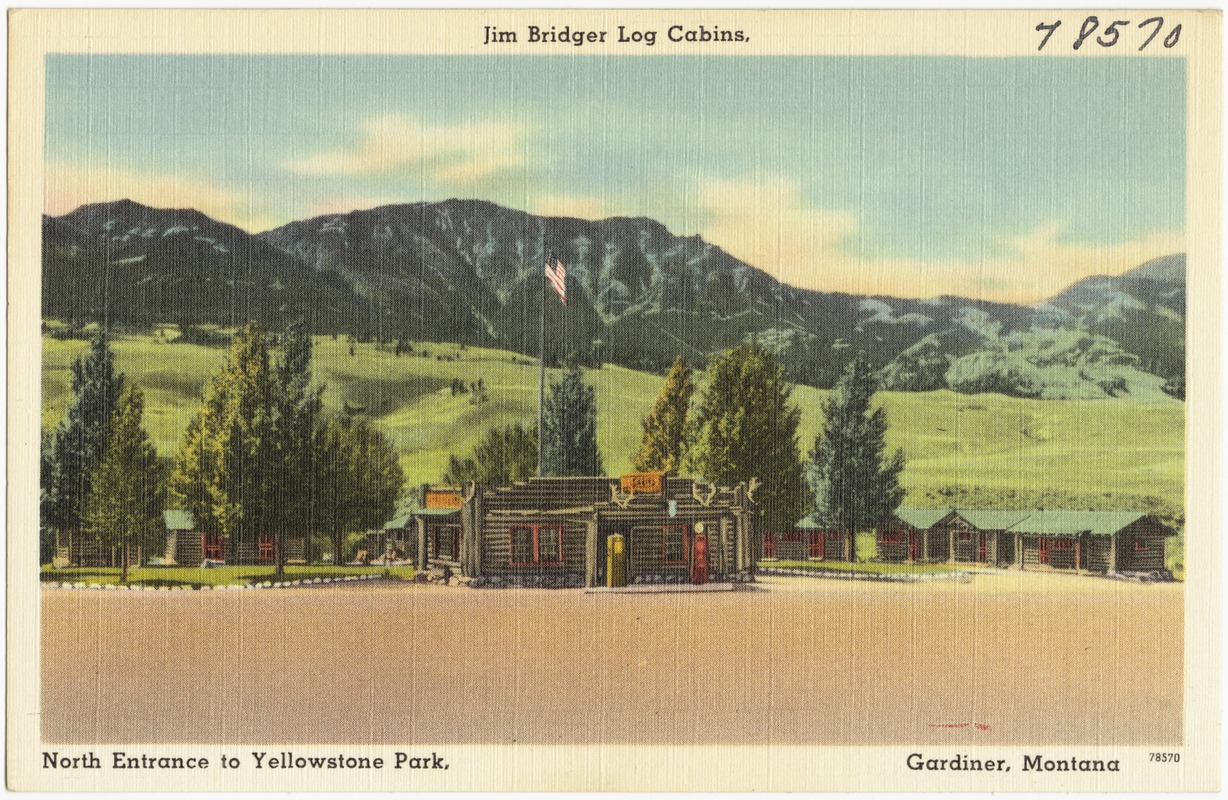 Jim Bridger Log Cabins, north entrance to Yellowstone Park, Gardiner, Montana